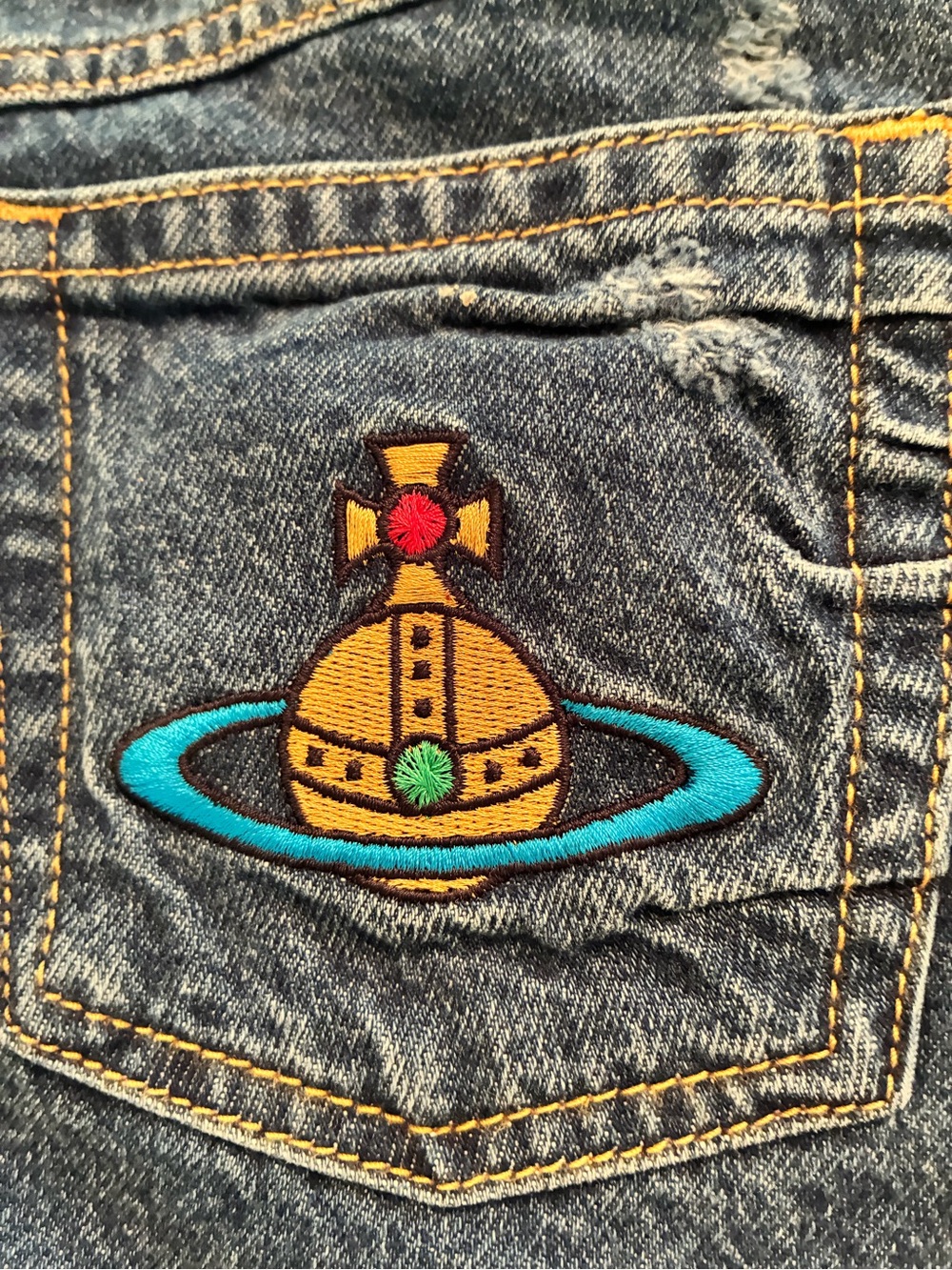 Vivienne Westwood Blue Denim Mini Skirt with Orb Embroidery - Picture 8 of 12